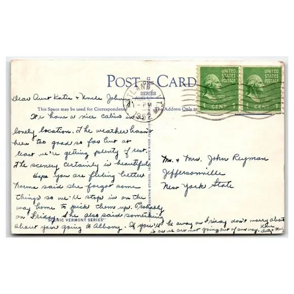 1935 Williamstown Gult Central Vermont Scenic State Highway Postcard - Picture 2 of 2